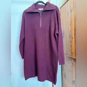 Madewell Half Zip Sweater Dress Maroon